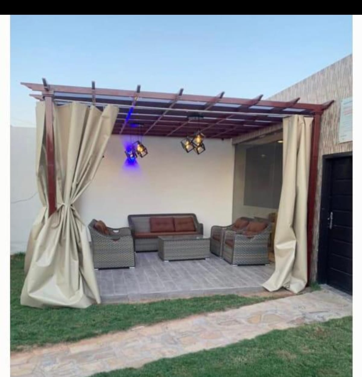 برجولات قماش معدنية الرياض | عصرية للاستراحات بـ 6500 ريال